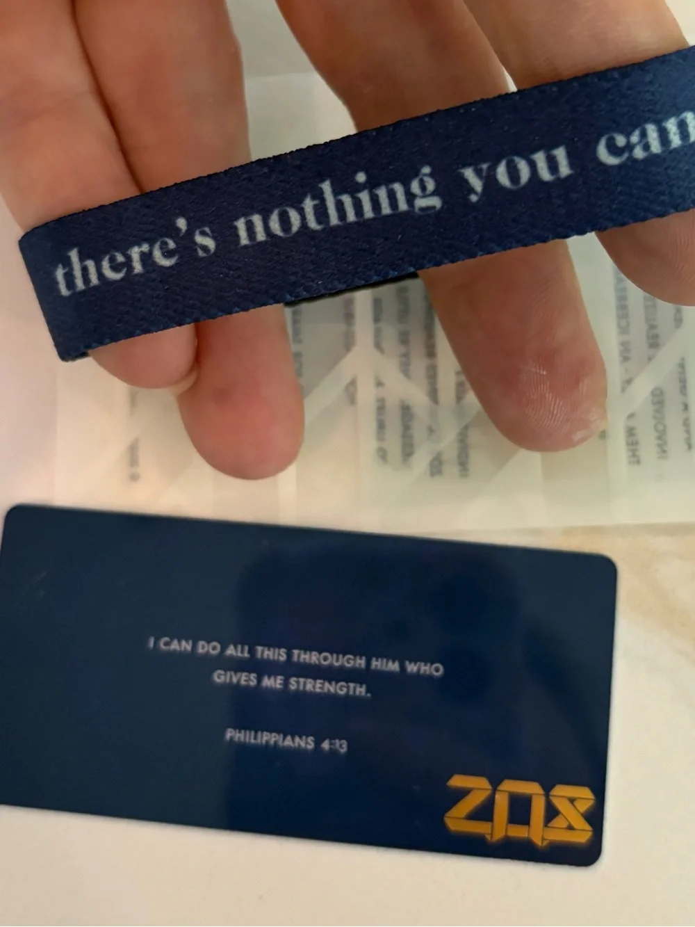 Blue Motivational Fabric Wristband with Positive Message - Unbranded